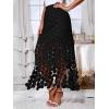 imageCicy Bell Womens Hollow Out Maxi Skirts Summer High Waisted Boho Fringe Hem Long SkirtBlack