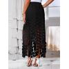 imageCicy Bell Womens Hollow Out Maxi Skirts Summer High Waisted Boho Fringe Hem Long SkirtBlack