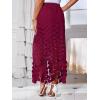imageCicy Bell Womens Hollow Out Maxi Skirts Summer High Waisted Boho Fringe Hem Long SkirtBurgundy