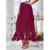 imageCicy Bell Womens Hollow Out Maxi Skirts Summer High Waisted Boho Fringe Hem Long SkirtBurgundy
