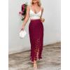 imageCicy Bell Womens Hollow Out Maxi Skirts Summer High Waisted Boho Fringe Hem Long SkirtBurgundy