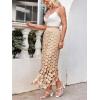 imageCicy Bell Womens Hollow Out Maxi Skirts Summer High Waisted Boho Fringe Hem Long SkirtKhaki