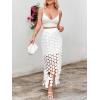 imageCicy Bell Womens Hollow Out Maxi Skirts Summer High Waisted Boho Fringe Hem Long SkirtWhite