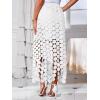 imageCicy Bell Womens Hollow Out Maxi Skirts Summer High Waisted Boho Fringe Hem Long SkirtWhite
