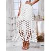 imageCicy Bell Womens Hollow Out Maxi Skirts Summer High Waisted Boho Fringe Hem Long SkirtWhite