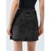 imageCicy Bell Womens Jean Skirts Casual Wrap Button Asymmetrical Hem Summer Denim Mini SkirtBlack