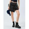 imageCicy Bell Womens Jean Skirts Casual Wrap Button Asymmetrical Hem Summer Denim Mini SkirtBlack