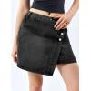 imageCicy Bell Womens Jean Skirts Casual Wrap Button Asymmetrical Hem Summer Denim Mini SkirtBlack