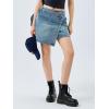 imageCicy Bell Womens Jean Skirts Casual Wrap Button Asymmetrical Hem Summer Denim Mini SkirtBlue