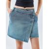 imageCicy Bell Womens Jean Skirts Casual Wrap Button Asymmetrical Hem Summer Denim Mini SkirtBlue