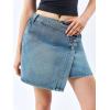 imageCicy Bell Womens Jean Skirts Casual Wrap Button Asymmetrical Hem Summer Denim Mini SkirtBlue