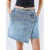 imageCicy Bell Womens Jean Skirts Casual Wrap Button Asymmetrical Hem Summer Denim Mini SkirtLight Blue