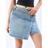 imageCicy Bell Womens Jean Skirts Casual Wrap Button Asymmetrical Hem Summer Denim Mini SkirtLight Blue