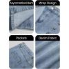imageCicy Bell Womens Jean Skirts Casual Wrap Button Asymmetrical Hem Summer Denim Mini SkirtLight Blue