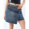 imageCicy Bell Womens Jean Skirts Casual Wrap Button Asymmetrical Hem Summer Denim Mini SkirtNavy