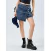 imageCicy Bell Womens Jean Skirts Casual Wrap Button Asymmetrical Hem Summer Denim Mini SkirtNavy