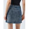 imageCicy Bell Womens Jean Skirts Casual Wrap Button Asymmetrical Hem Summer Denim Mini SkirtNavy