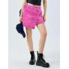 imageCicy Bell Womens Jean Skirts Casual Wrap Button Asymmetrical Hem Summer Denim Mini SkirtRose Red