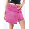 imageCicy Bell Womens Jean Skirts Casual Wrap Button Asymmetrical Hem Summer Denim Mini SkirtRose Red