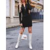 imageCicy Bell Womens Knit Sweater Dress Sexy Deep V Neck Long Sleeve Button Front Frill Slim Fit Mini DressBlack
