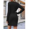 imageCicy Bell Womens Knit Sweater Dress Sexy Deep V Neck Long Sleeve Button Front Frill Slim Fit Mini DressBlack
