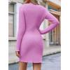 imageCicy Bell Womens Knit Sweater Dress Sexy Deep V Neck Long Sleeve Button Front Frill Slim Fit Mini DressPurple