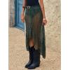 imageCicy Bell Womens Lace Maxi Skirt Summer High Low Asymmetrical Sheer Y2K Sexy Beach Coverup Long SkirtsArmy