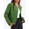 imageCicy Bell Womens Lightweight Quilted Jacket Fall Casual Collarless Puffer Coats Long Sleeve Button Down OuterwearArmy Green