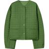 imageCicy Bell Womens Lightweight Quilted Jacket Fall Casual Collarless Puffer Coats Long Sleeve Button Down OuterwearArmy Green