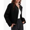 imageCicy Bell Womens Lightweight Quilted Jacket Fall Casual Collarless Puffer Coats Long Sleeve Button Down OuterwearBlack