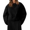 imageCicy Bell Womens Lightweight Quilted Jacket Fall Casual Collarless Puffer Coats Long Sleeve Button Down OuterwearBlack