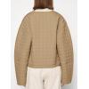 imageCicy Bell Womens Lightweight Quilted Jacket Fall Casual Collarless Puffer Coats Long Sleeve Button Down OuterwearKhaki