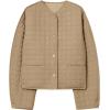 imageCicy Bell Womens Lightweight Quilted Jacket Fall Casual Collarless Puffer Coats Long Sleeve Button Down OuterwearKhaki