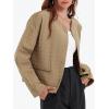 imageCicy Bell Womens Lightweight Quilted Jacket Fall Casual Collarless Puffer Coats Long Sleeve Button Down OuterwearKhaki