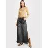 imageCicy Bell Womens Long Denim Skirt Casual Frayed Raw Hem Side Split Vintage Jean Long Skirt with PocketsBlack