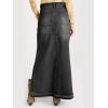 imageCicy Bell Womens Long Denim Skirt Casual Frayed Raw Hem Side Split Vintage Jean Long Skirt with PocketsBlack