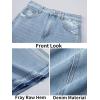 imageCicy Bell Womens Long Denim Skirt Casual Frayed Raw Hem Side Split Vintage Jean Long Skirt with PocketsWash Blue
