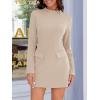 imageCicy Bell Womens Long Sleeve Bodycon Dress Mock Neck Slim Fit Party Cocktail Fall Mini Blazer DressesApricot