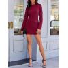imageCicy Bell Womens Long Sleeve Bodycon Dress Mock Neck Slim Fit Party Cocktail Fall Mini Blazer DressesBurgundy