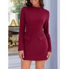 imageCicy Bell Womens Long Sleeve Bodycon Dress Mock Neck Slim Fit Party Cocktail Fall Mini Blazer DressesBurgundy