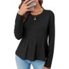imageCicy Bell Womens Long Sleeve TShirts Pleated Crew Neck Peplum Dressy Casual Fall Tee TopsBlack