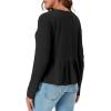 imageCicy Bell Womens Long Sleeve TShirts Pleated Crew Neck Peplum Dressy Casual Fall Tee TopsBlack