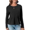 imageCicy Bell Womens Long Sleeve TShirts Pleated Crew Neck Peplum Dressy Casual Fall Tee TopsBlack