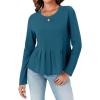 imageCicy Bell Womens Long Sleeve TShirts Pleated Crew Neck Peplum Dressy Casual Fall Tee TopsBlue