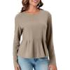 imageCicy Bell Womens Long Sleeve TShirts Pleated Crew Neck Peplum Dressy Casual Fall Tee TopsLight Khaki