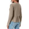 imageCicy Bell Womens Long Sleeve TShirts Pleated Crew Neck Peplum Dressy Casual Fall Tee TopsLight Khaki