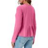 imageCicy Bell Womens Long Sleeve TShirts Pleated Crew Neck Peplum Dressy Casual Fall Tee TopsPink