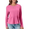 imageCicy Bell Womens Long Sleeve TShirts Pleated Crew Neck Peplum Dressy Casual Fall Tee TopsPink