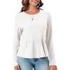 imageCicy Bell Womens Long Sleeve TShirts Pleated Crew Neck Peplum Dressy Casual Fall Tee TopsWhite