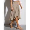 imageCicy Bell Womens Midi Skirts Flowy High Waisted Asymmetrical High Low Ruffle Swing SkirtsKhaki